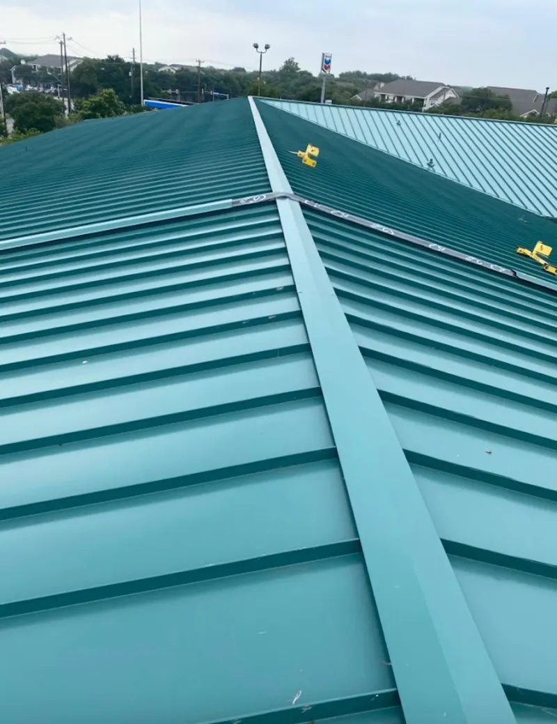 Green commercial metal roof ridge and valley for Metal Roof Repair in Dormont